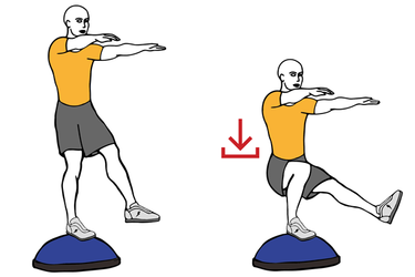 BOSU BALL SINGLE LEG SQUATS - Exercises, workouts and routines