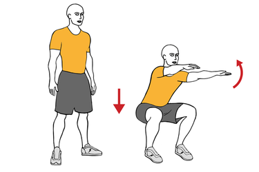 Half squat raising arms - Exercises, workouts and routines