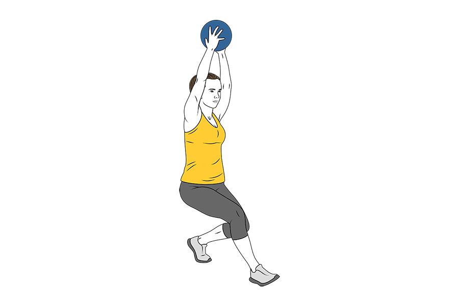 WALKING FROM OVERHEAD SQUAT WITH MEDICINE BALL