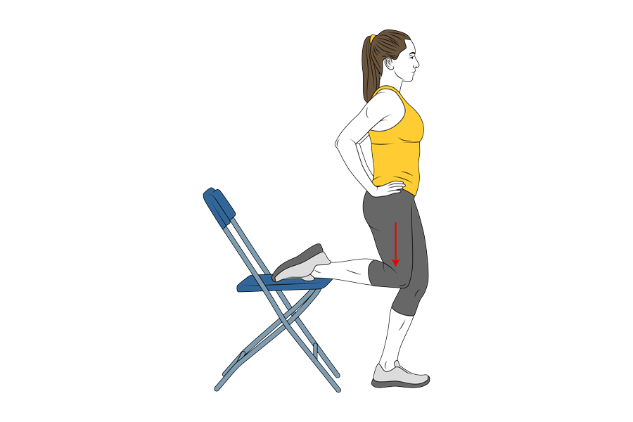 Quadriceps stretch on chair