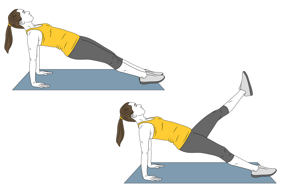 REVERSE PLANK WITH LEG RAISES