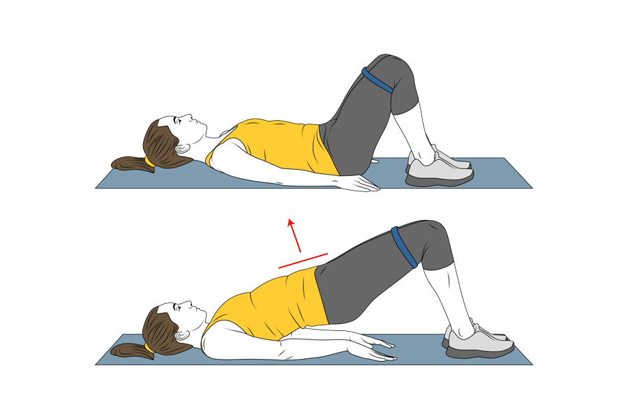 GLUTE BRIDGE WITH MINIBAND AROUND KNEES